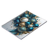 Carnet Weihnachtskugeln Gold Blau Luxus Fest (Côté gauche)