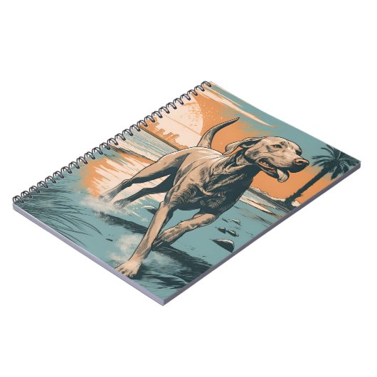 Carnet Weimaraner à la plage (Côté gauche)