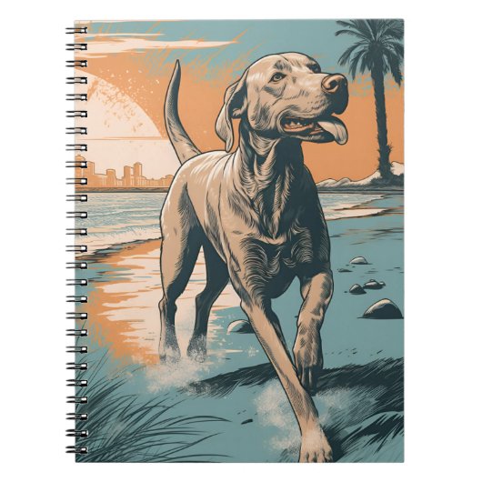Carnet Weimaraner à la plage (Devant)