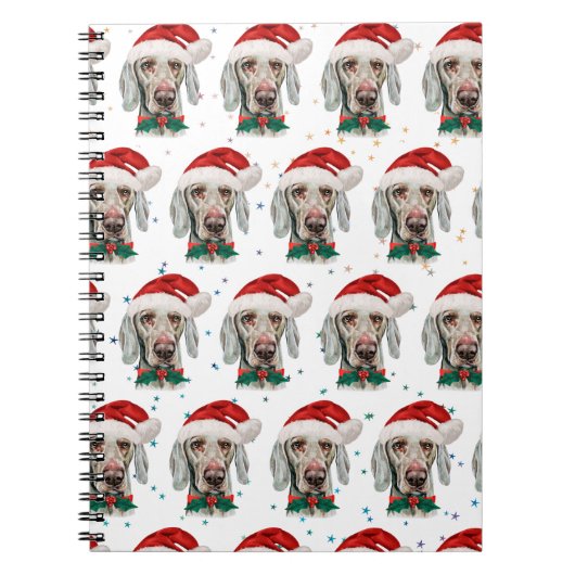 Carnet Weimaraner Chien race Étoiles de Noël (Devant)
