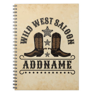 Carnet Western Cowboy Boots AJOUTER LE NOM Sheriff Spurs