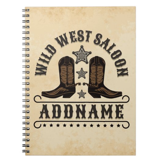 Carnet Western Cowboy Boots AJOUTER LE NOM Sheriff Spurs  (Devant)