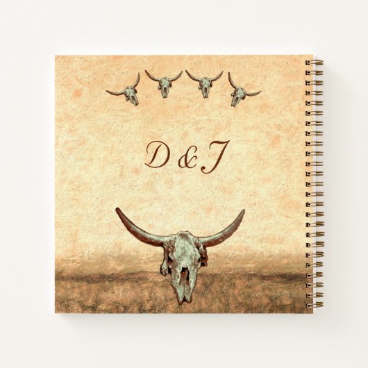 Carnet Western Rustic Mariage Pays Vache Taureau crâne (Dos)
