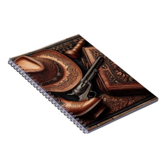 Carnet Western Trio : Casquette, Bottes, Revolver (Côté Droit)