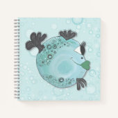 Carnet Whimsical and Cheveux Fish Art in Turquoise Hues (Devant)