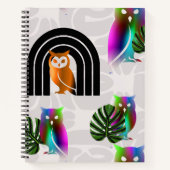 Carnet Whimsical Boho Owl & Tropical Monstera Leaf (Devant)