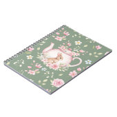 Carnet Whimsical Bunny Teapot Floral Spring Notebook (Côté gauche)