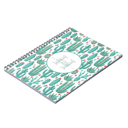 Carnet Whimsical cactus vert blanc mignon motif (Côté gauche)