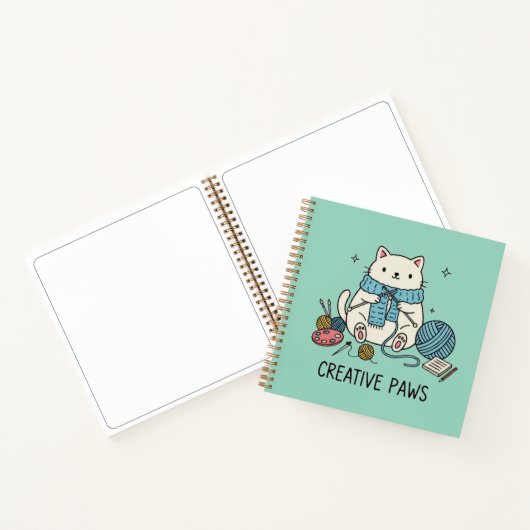 Carnet Whimsical Cat Knitting Art Sketchbook Soft Blue (Intérieur)