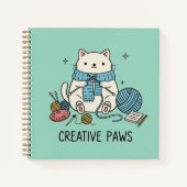Carnet Whimsical Cat Knitting Art Sketchbook Soft Blue (Devant)