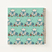 Carnet Whimsical Cat Knitting Art Sketchbook Soft Blue (Dos)