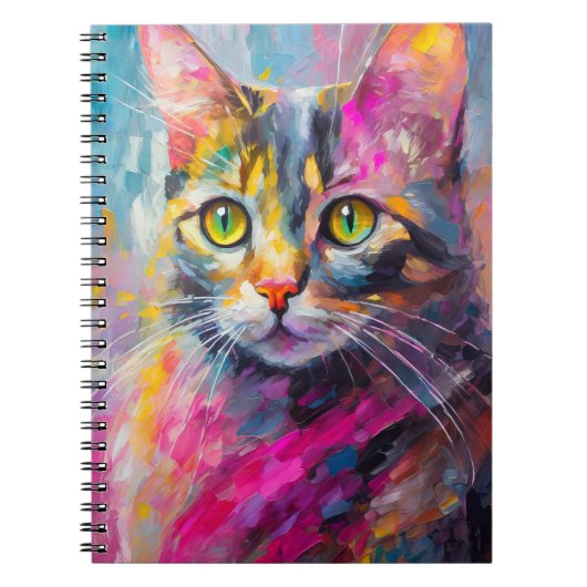 Carnet Whimsical Cat Portrait Abstrait Art Moderne (Devant)