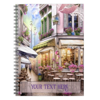 Carnet Whimsical French Street Cafe, Watrecolor
