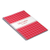 Carnet Whimsical Hand Drawn Cherry Red and Pink Plaid (Côté Droit)