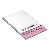 Carnet Whimsical Hand Drawn Pink Roses Bridesmaid (Côté Droit)