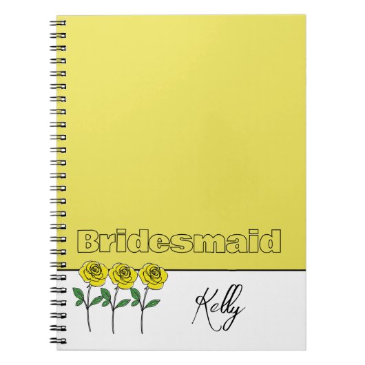 Carnet Whimsical Hand Drawn Yellow Roses (Devant)