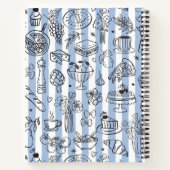 Carnet Whimsical Italian Food Illustration Blue Recipe (Dos)