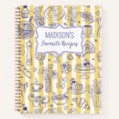 Carnet Whimsical Italian Food Illustration Yellow Recipe (Devant)