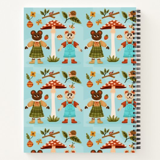Carnet Whimsical notebook design with cartoon  (Dos)