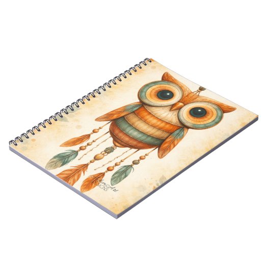 Carnet Whimsical Owl Dreamcatcher Boho (Côté gauche)