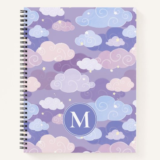 Carnet Whimsical Pastel Clouds et étoiles Motif (Devant)