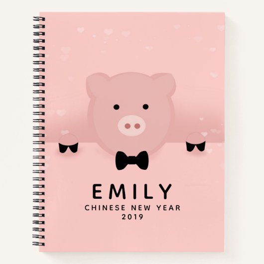 Carnet Whimsical Pink Pig mignon Nouvel An chinois (Devant)