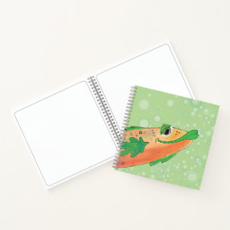 Carnet Whimsical Poisson gai Art en orange et vert