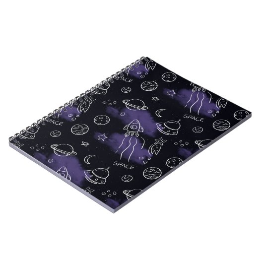 Carnet Whimsical Purple Outer Space Seamless Pattern (Côté gauche)