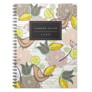 Carnet Whimsical rose doux oiseaux Jardin Floral Potpourr