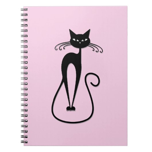 Carnet Whimsical Skinny Chat noir rose (Devant)