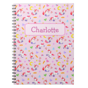 Carnet Whimsical Unicorn Motif personnalisé