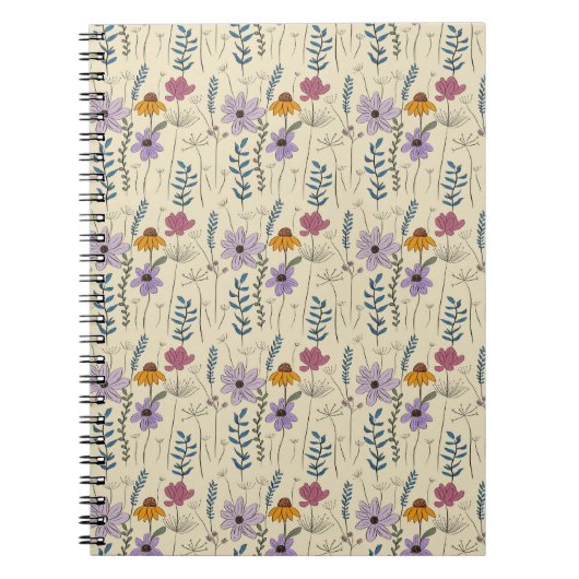Carnet Whimsical Wildflower Seamless Pattern (Devant)