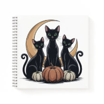 Whimsigothique Chats noirs Citrouille Lune Hallowe