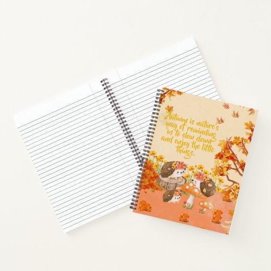 Carnet Whimsy d'automne : Hérisson dans une forêt cosy (Intérieur)