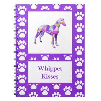 Carnet Whippet Chien gris italien Silhouette Paw Purple P