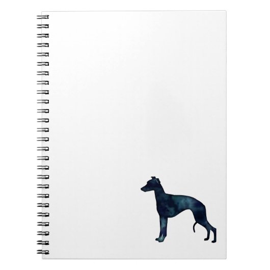 Carnet Whippet Chien race Noir Aquarelle Silhouette (Devant)