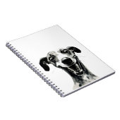 Carnet Whippet noir et blanc | Cute Greyhound (Côté Droit)