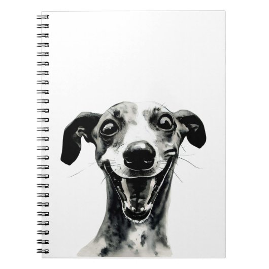 Carnet Whippet noir et blanc | Cute Greyhound (Devant)