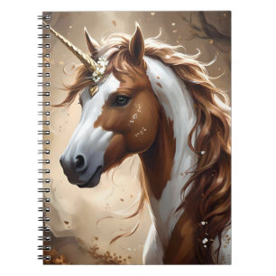 Carnet Whispers De L'Imaginaire Brown Et Blanc Unicorn,