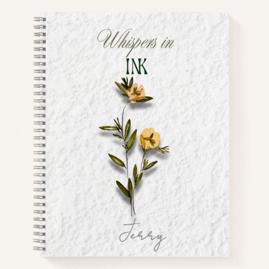 Carnet Whispers in Ink: Personalized Pressed Flower (Devant)