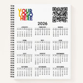 Carnet White 2026 Calendrier Business Logo Code QR (Devant)