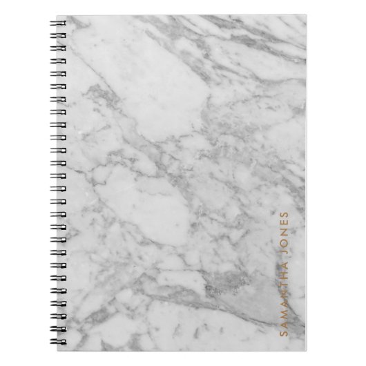 Carnet White Carrara Marble Gold Classic Personalised (Devant)