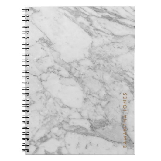 Carnet White Carrara Marble Gold Classic Personalised (Devant)