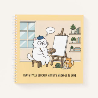 Carnet White Cat Artist Muse Illustration Cute Sketchbook