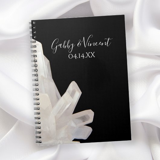 Carnet White Crystals on Black Wedding Guest Book