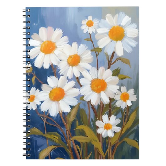 Carnet White Daisies Watercolor Flowers Painted (Devant)
