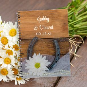 Carnet White Daisy and Horseshoe Country Western Mariage