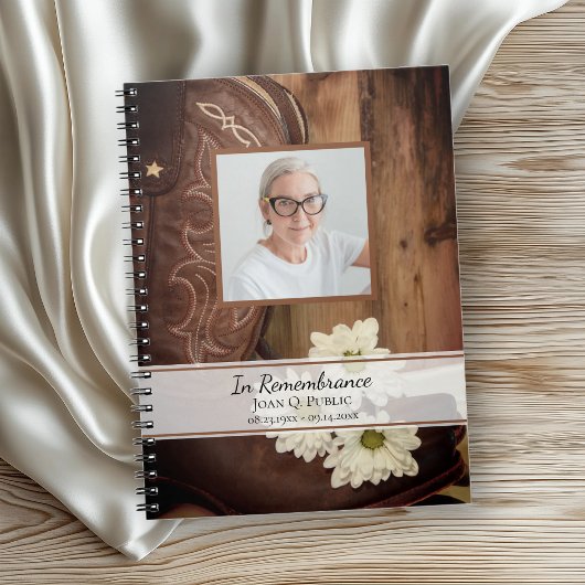 Carnet White Daisy Boots Funeral Memorial Guest Book