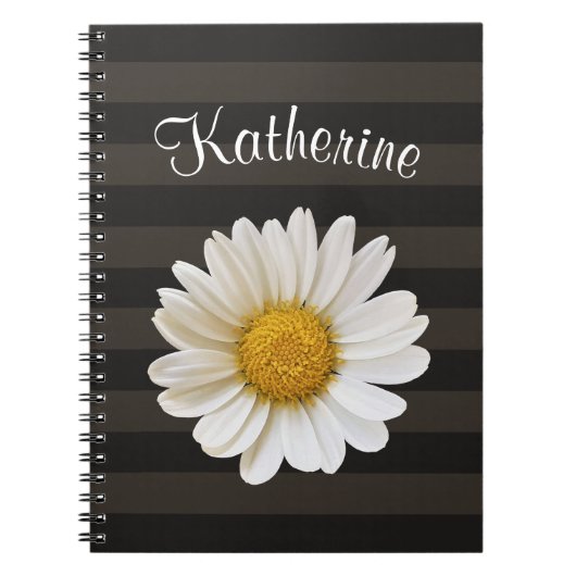 Carnet White Daisy Dark Strik Nom personnalisé (Devant)