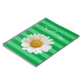 Carnet White Daisy Green Stried Nom personnalisé (Côté gauche)